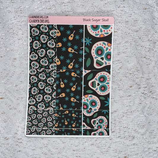 Black Sugar Skull Planner Sticker Kit