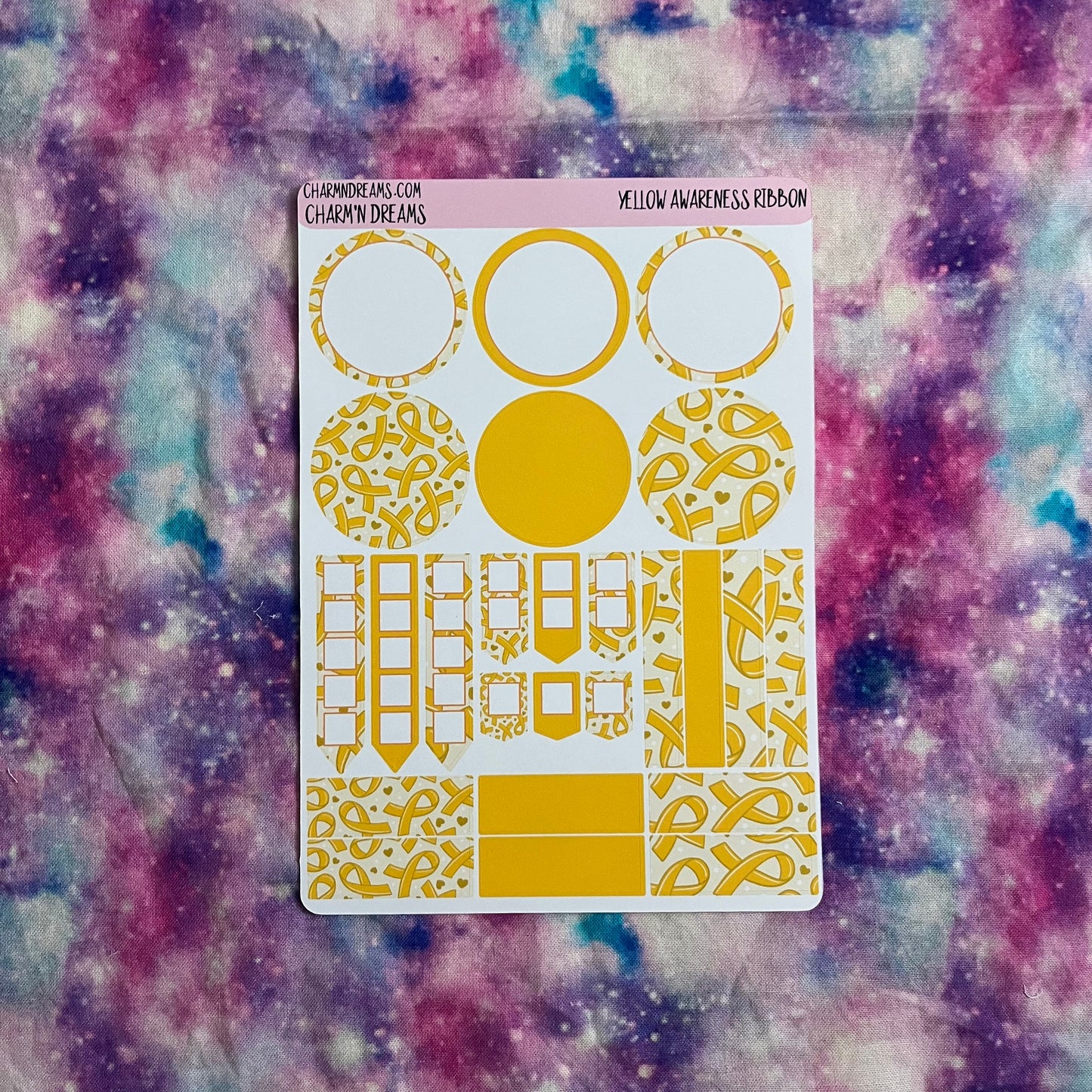 Yellow Awareness Ribbon Planner Sticker Kit