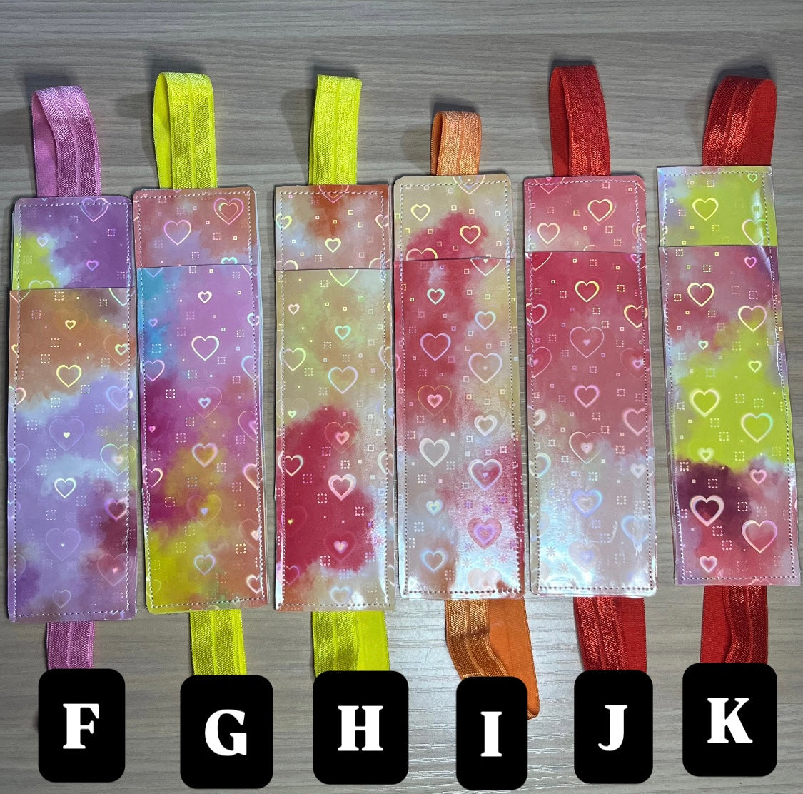 Reflective Hearts Elastic Pen Holder/ Bookmark