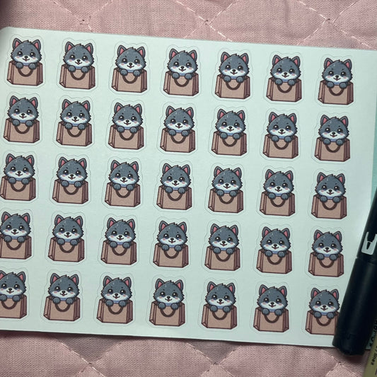 Wolf Shopping Bag Icon Planner Stickers