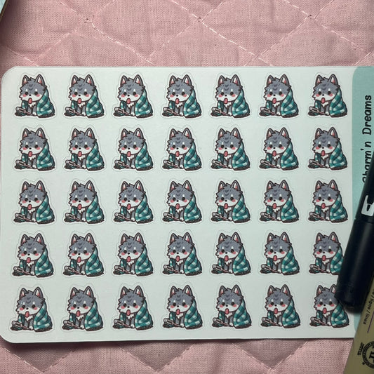 Wolf Sick Day Icon Planner Stickers