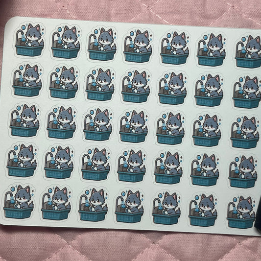 Wolf Wash Dishes Icon Planner Stickers