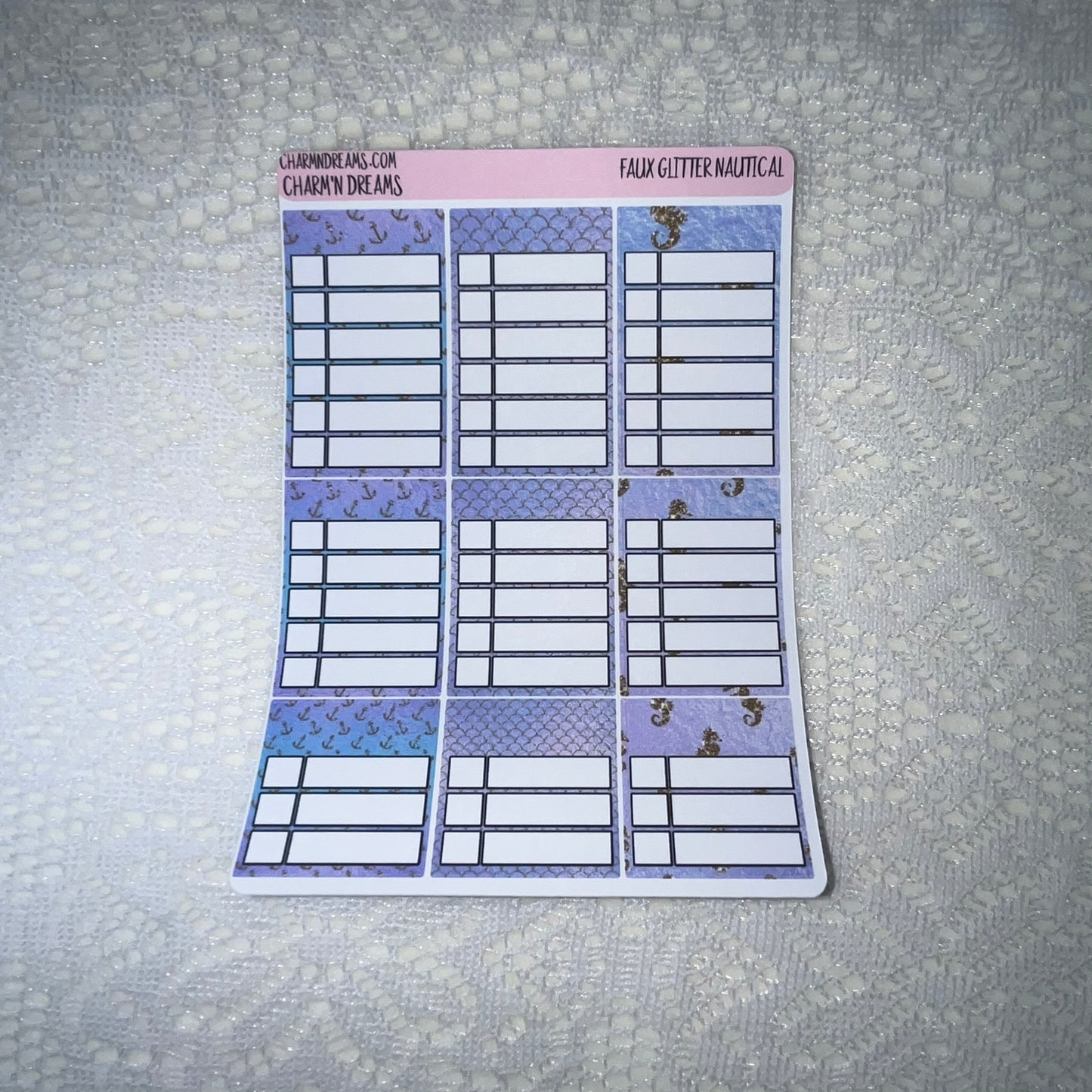 Faux Glitter Nautical Planner Sticker Kit