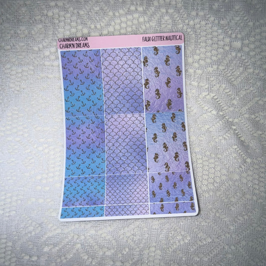 Faux Glitter Nautical Planner Sticker Kit