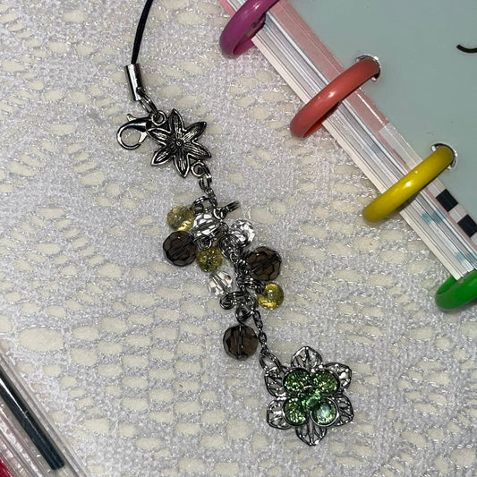 Green Flower Crystal Pendant Planner Charm