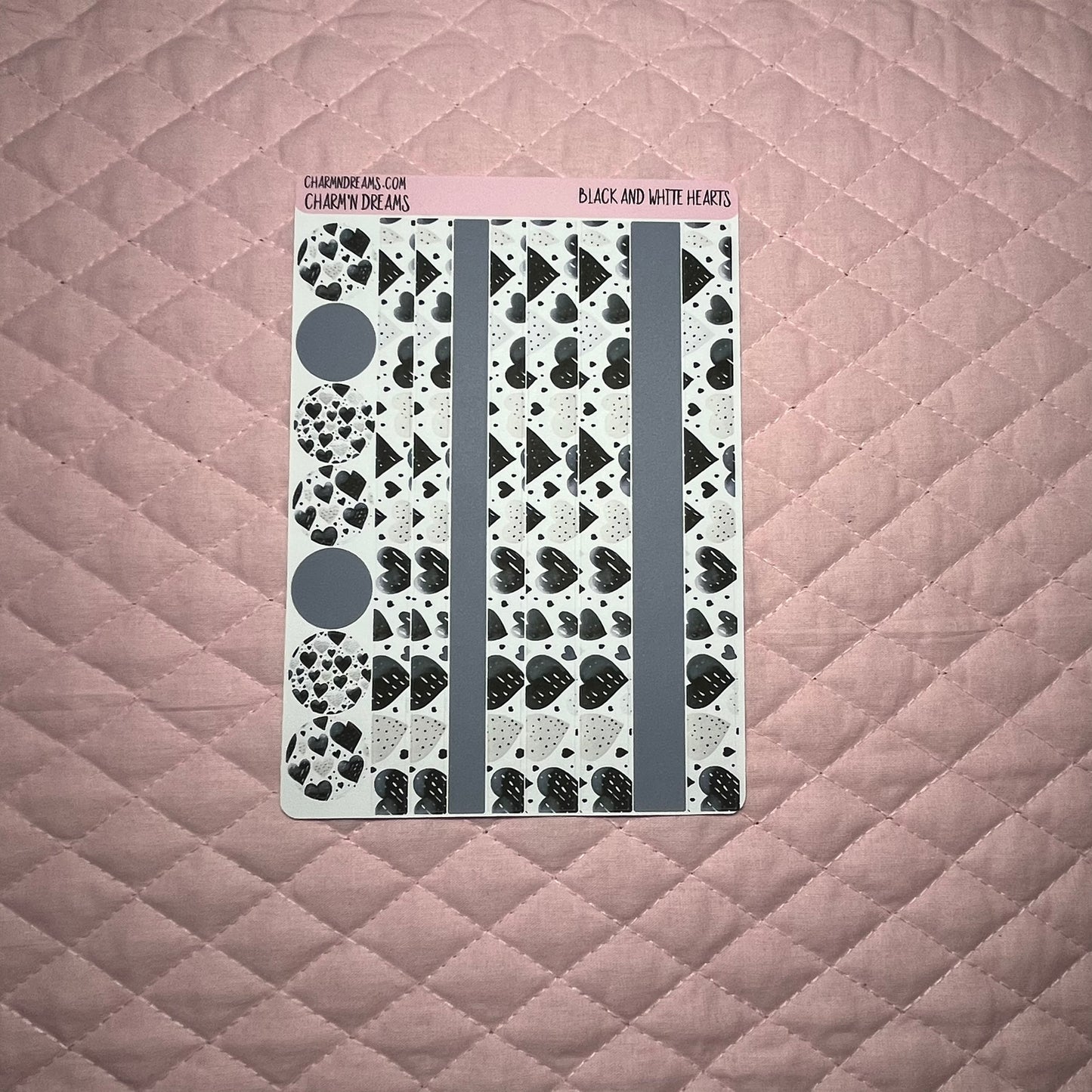 Black and White Hearts Planner Sticker Kit