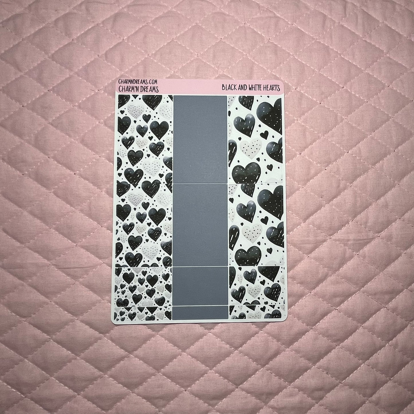 Black and White Hearts Planner Sticker Kit