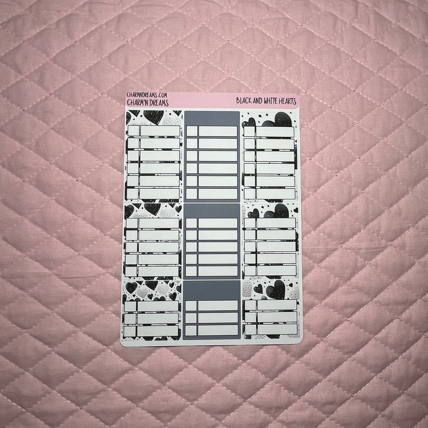 Black and White Hearts Planner Sticker Kit
