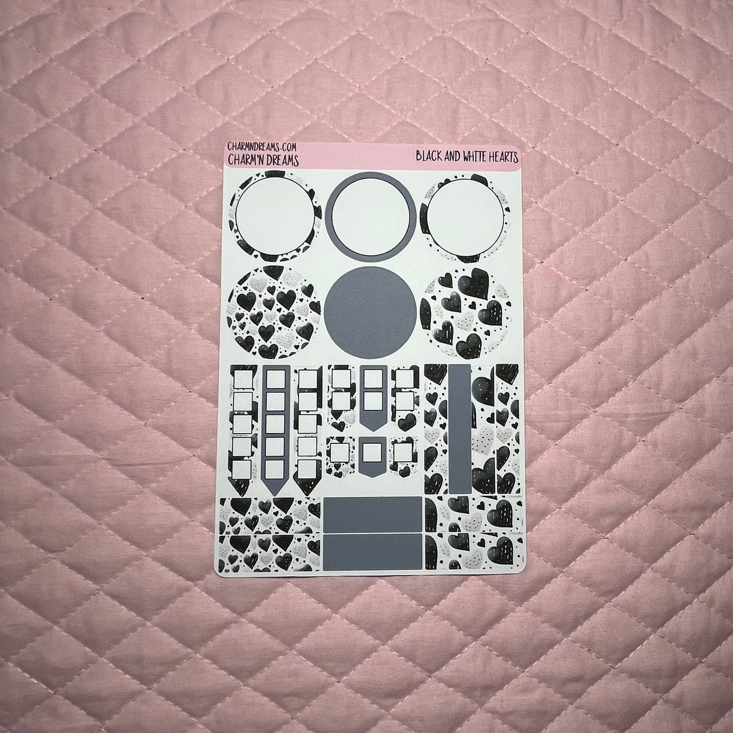 Black and White Hearts Planner Sticker Kit