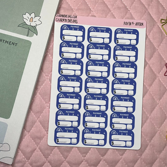 Affirm- Pay in 4 Tracker Planner Stickers