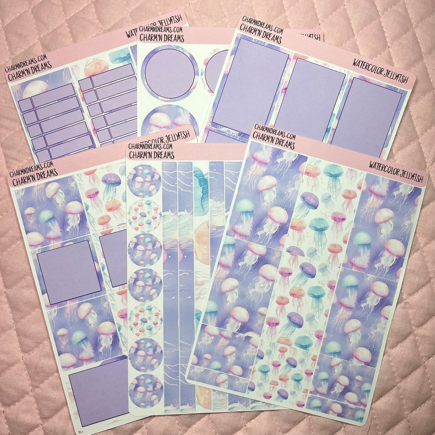 Watercolor Jellyfish Planner Sticker Kit