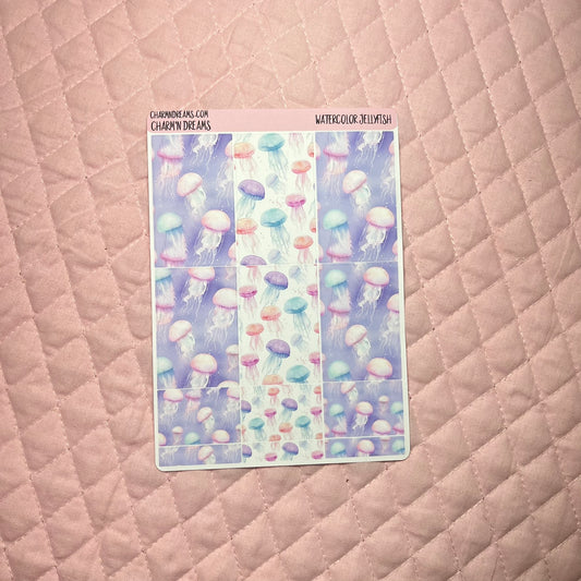 Watercolor Jellyfish Planner Sticker Kit