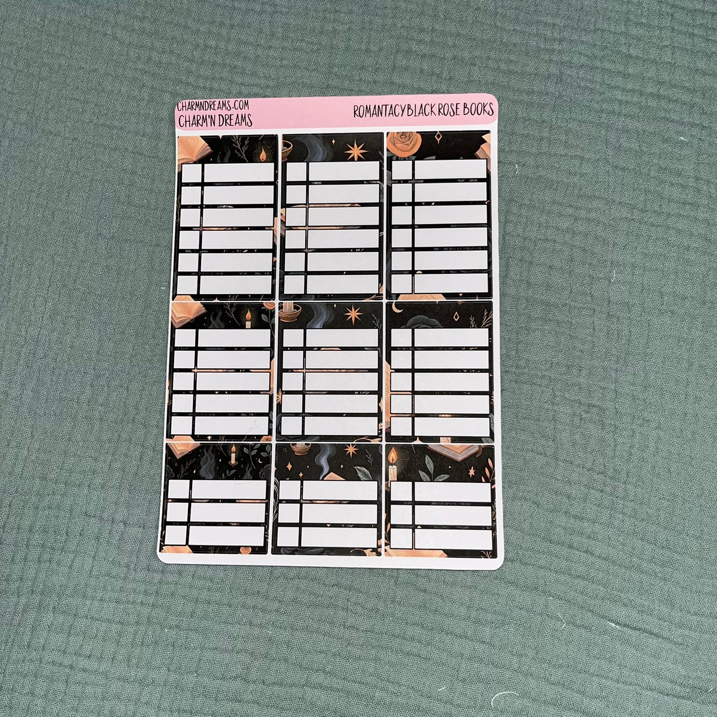 Romantacy Black Rose Books Planner Sticker Kit