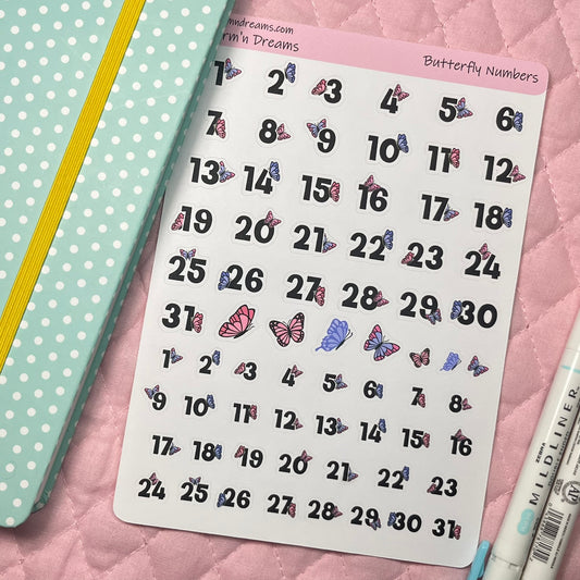 Butterfly Numbers Redating Planner Stickers