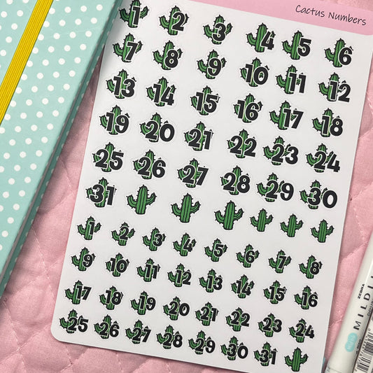 Cactus Numbers Redating Planner Stickers
