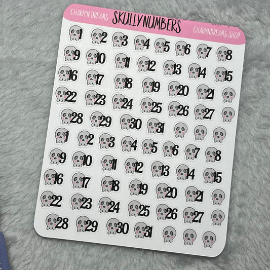 Tiny Skully Number Planner Sticker Sheet