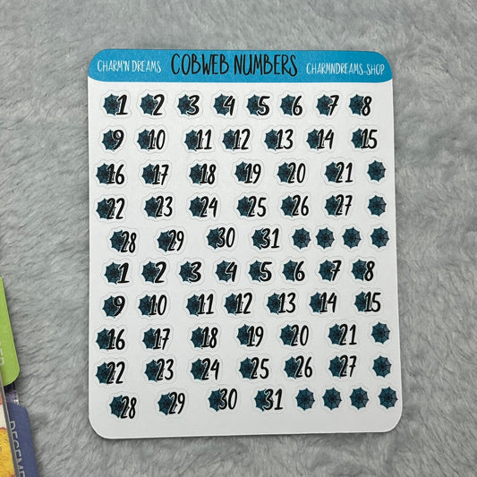 Tiny Cobweb Number Planner Sticker Sheet