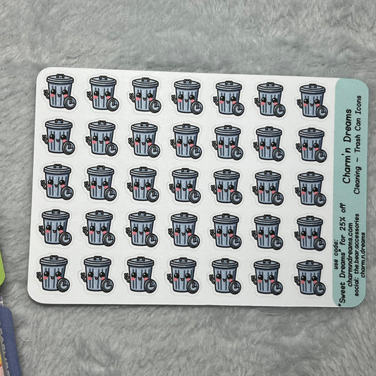 Cleaning Trash Can Icon Planner Stickers