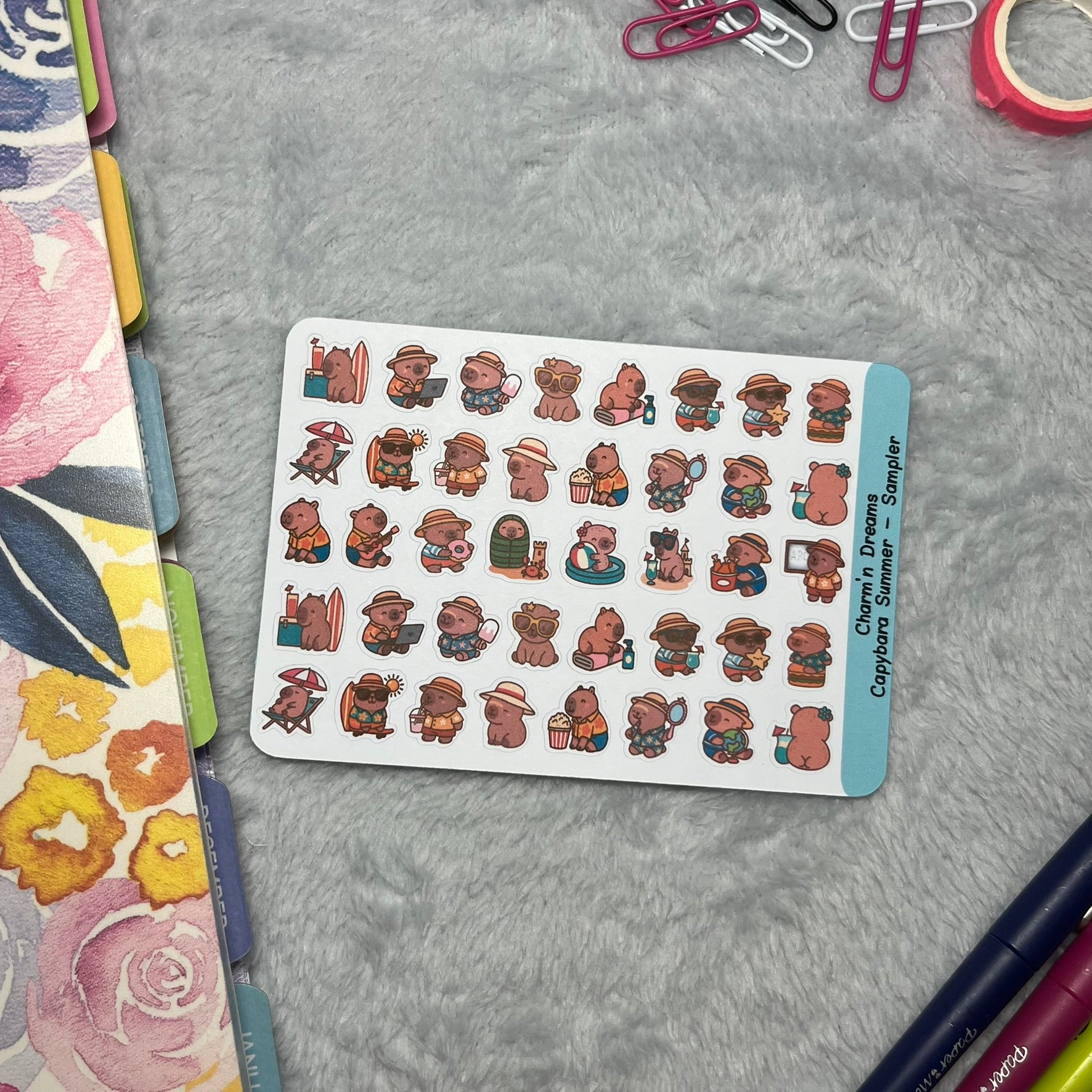 Capybara Summer Sampler Icon Planner Stickers – Charm'n Dreams