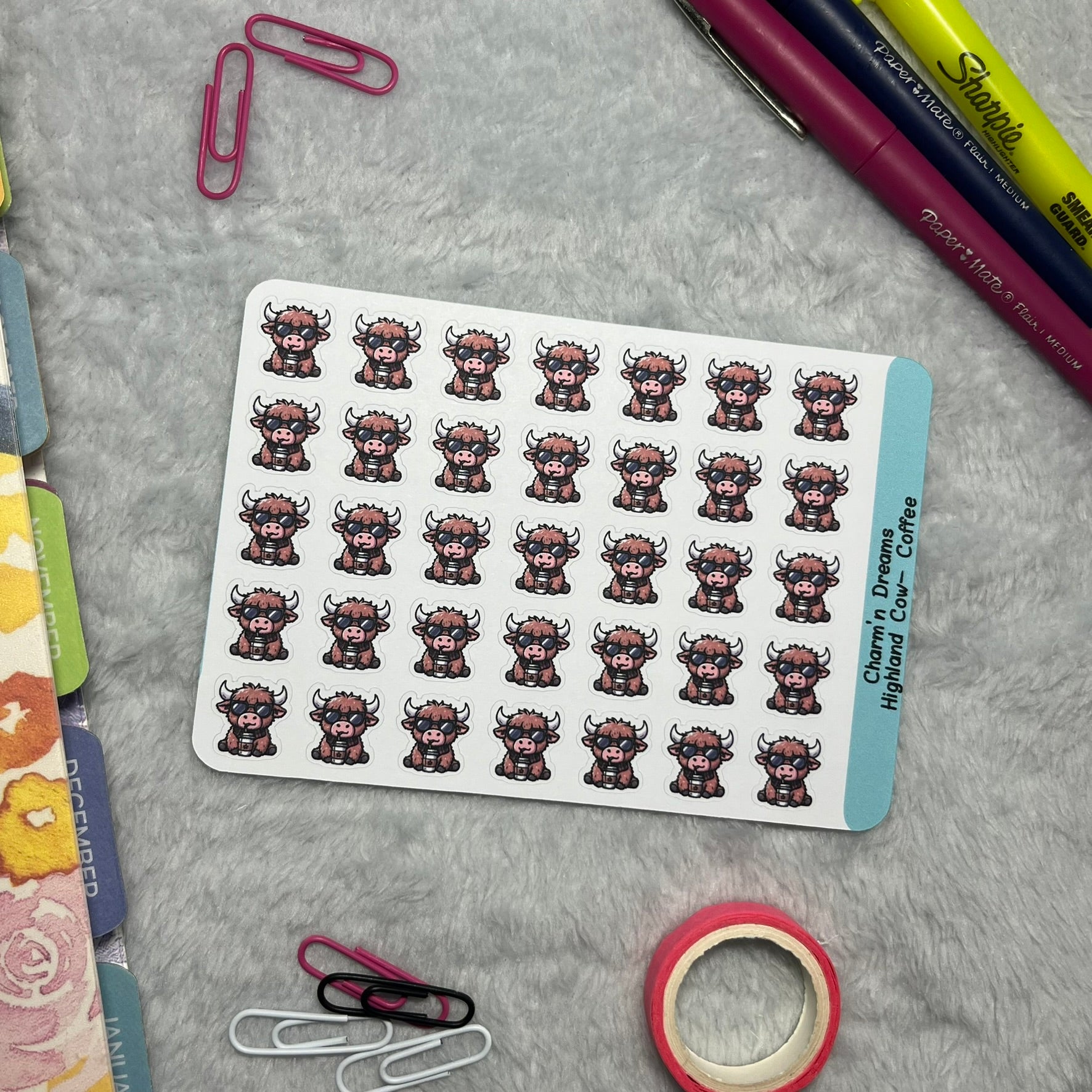 Highland Cow Coffee Icon Planner Stickers – Charm'n Dreams
