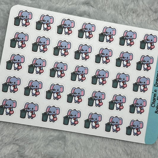 B Elephant Trash Icon Planner Stickers