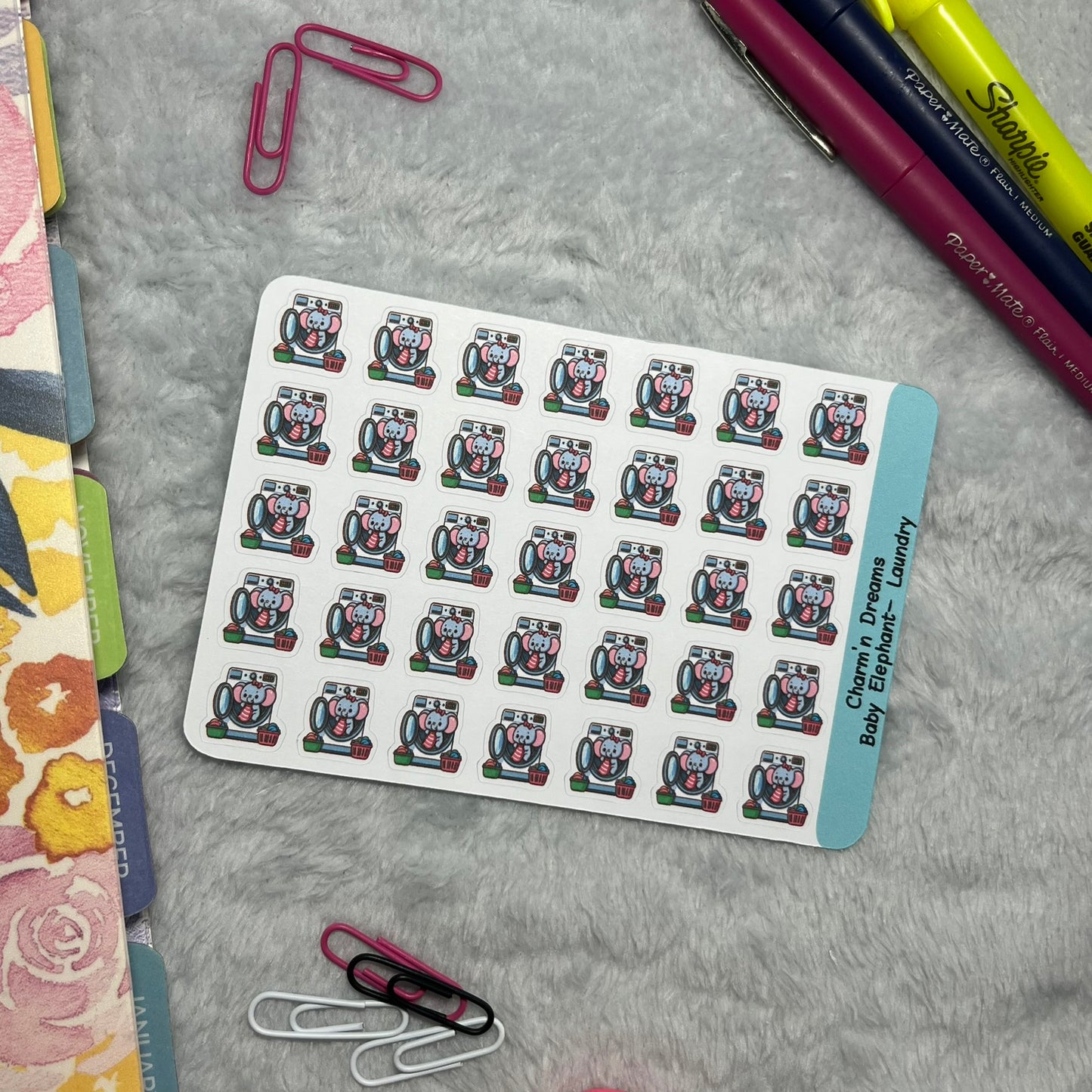 B Elephant Laundry Icon Planner Stickers