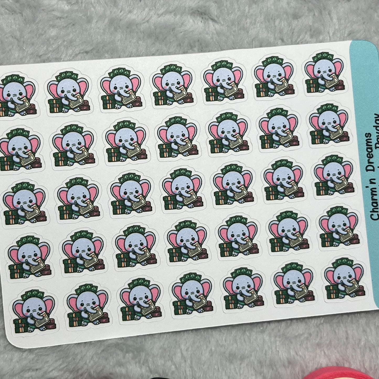 B Elephant Pay Day Icon Planner Stickers
