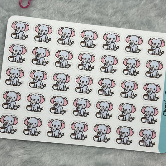 B Elephant Coffee Icon Planner Stickers