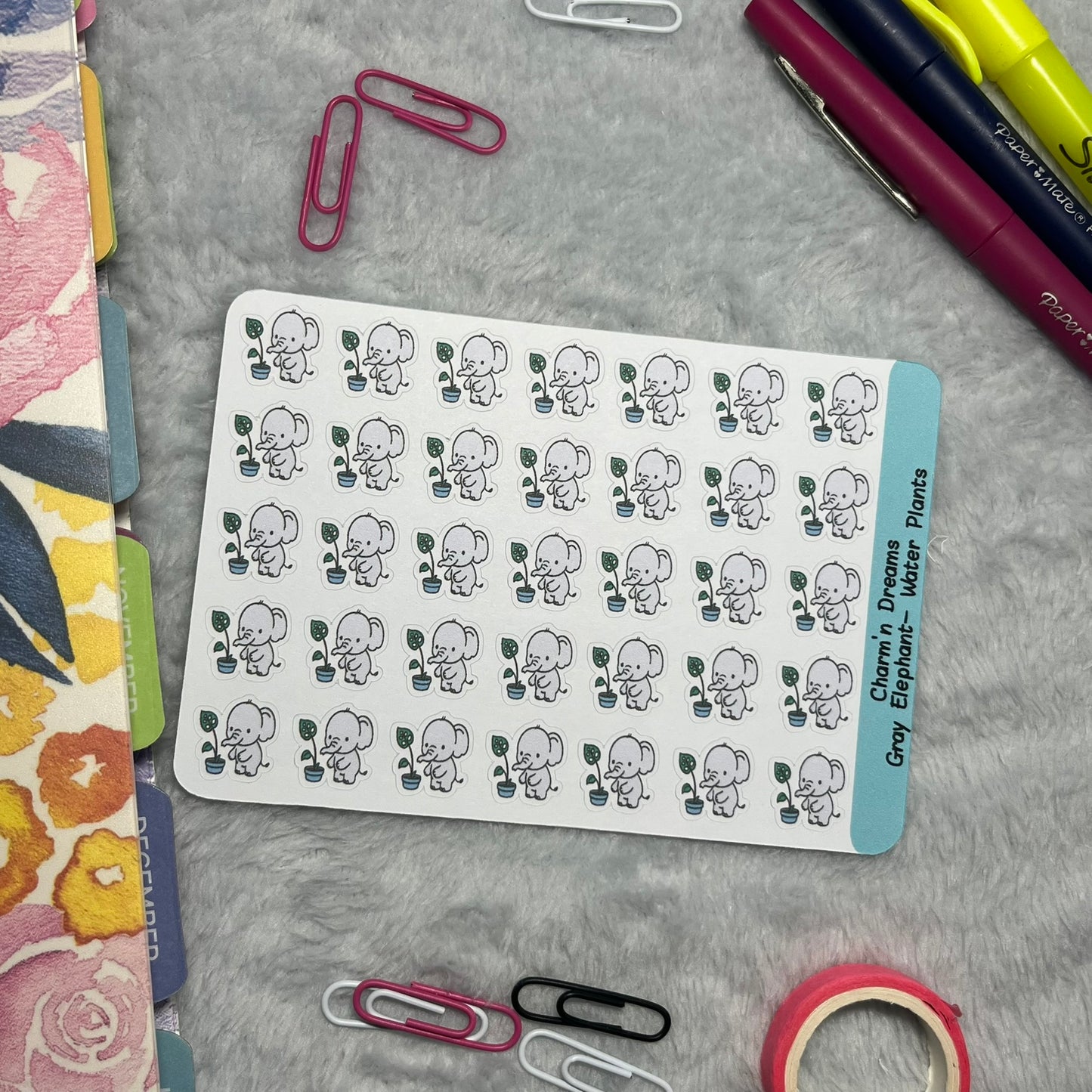 Elephant Water Plants Icon Planner Stickers