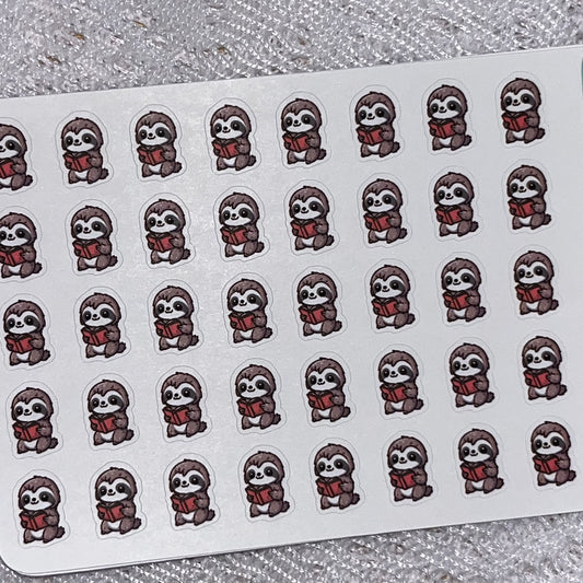 Sloth Reading Icon Planner Stickers