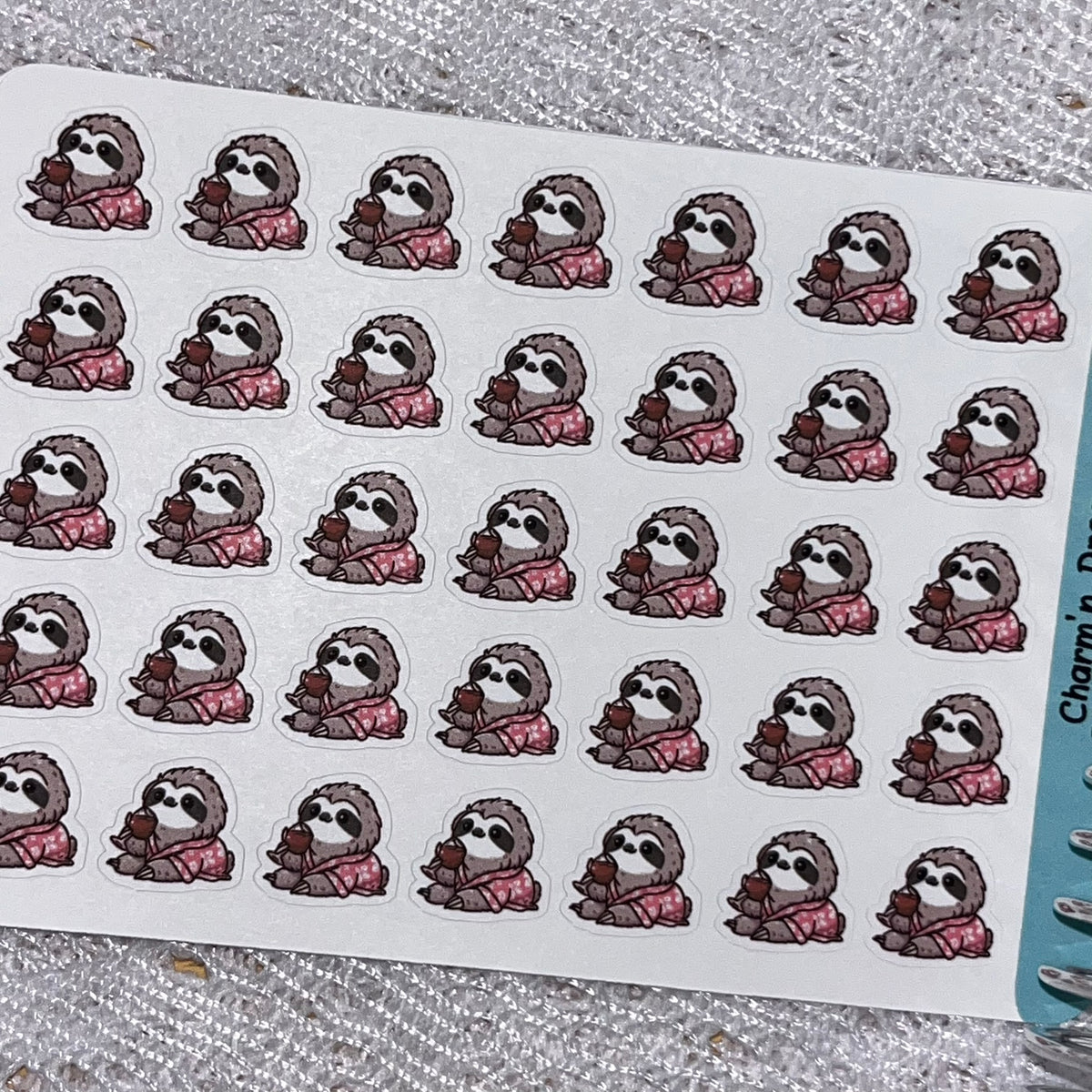 Sloth Wine Time Icon Planner Stickers