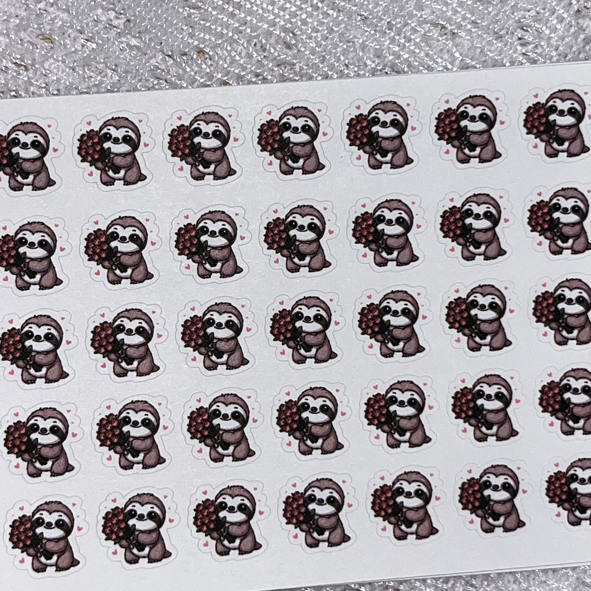 Sloth Flowers Time Icon Planner Stickers