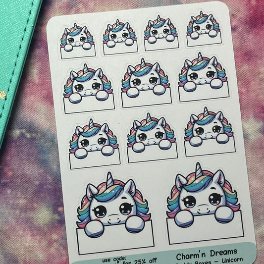 Unicorn Buddy Boxes Planner Stickers