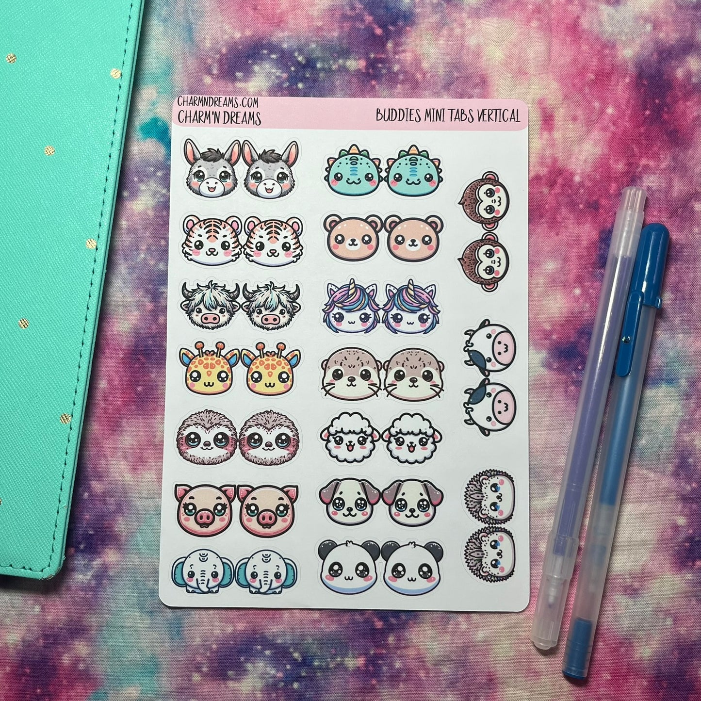 Buddies - Horizontal Foldover Tabs Sticker Sheet