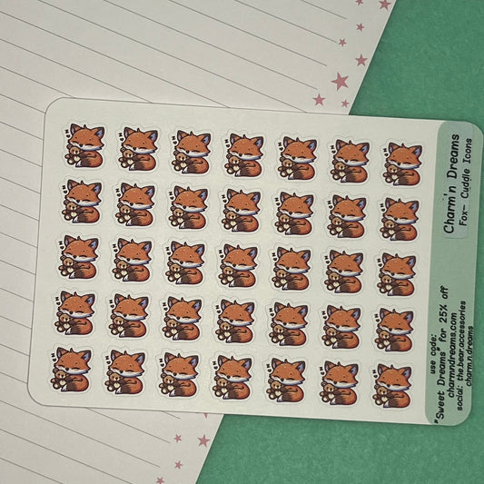 Fox Cuddle Icon Planner Stickers