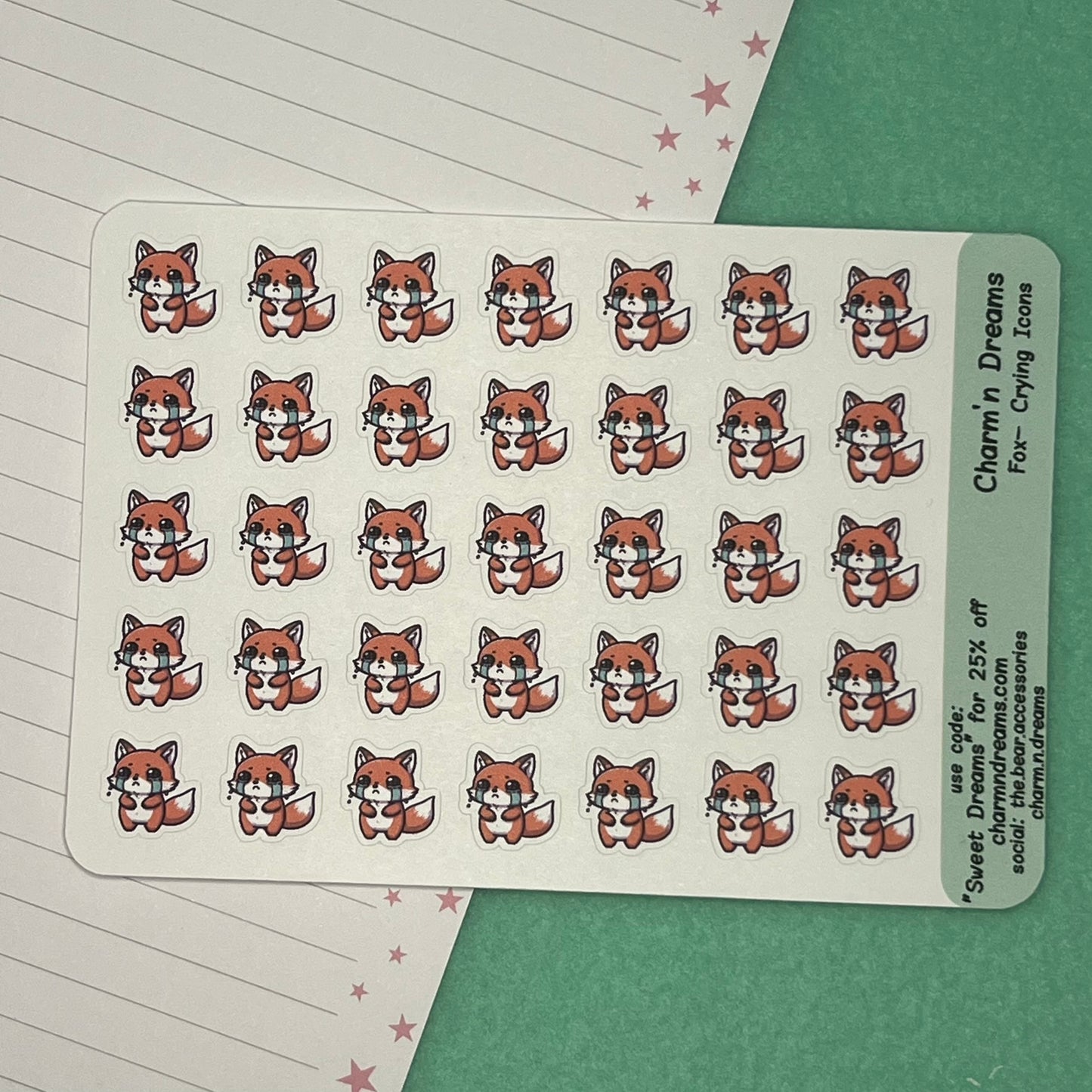 Fox Crying Icon Planner Stickers