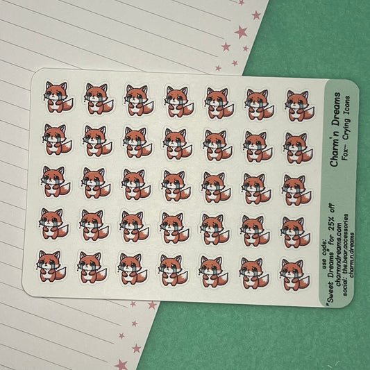 Fox Crying Icon Planner Stickers