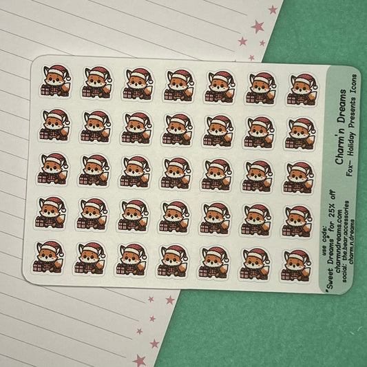 Fox Holiday Presents Icon Planner Stickers