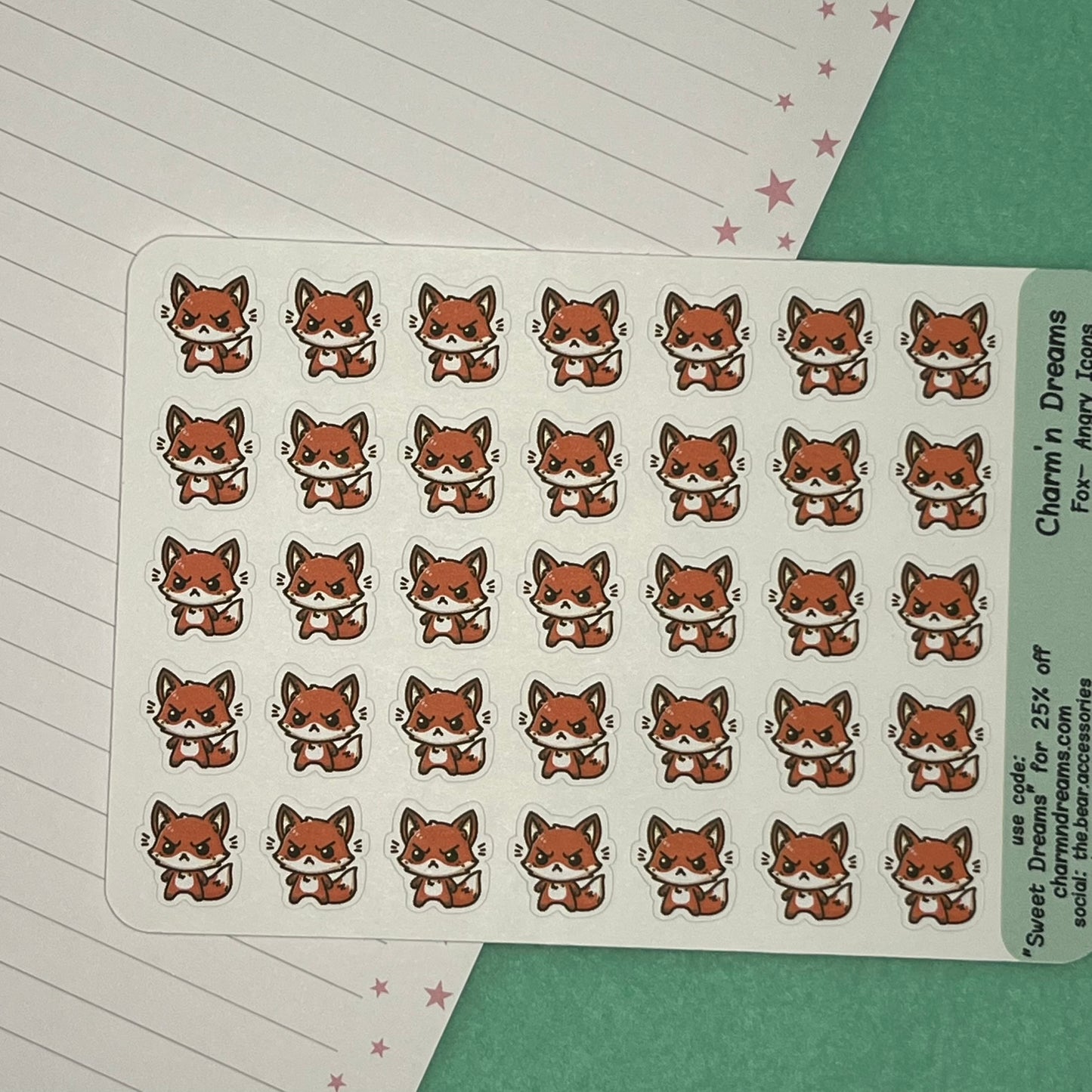 Fox Angry Icon Planner Stickers