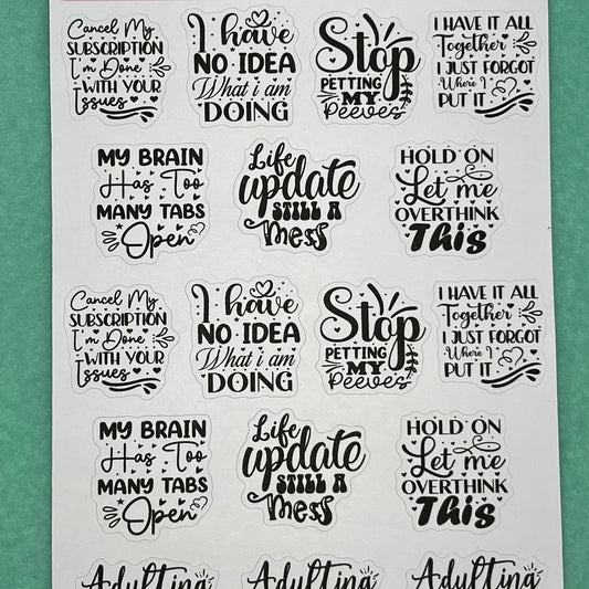 Adulting Quotes sticker Sheet