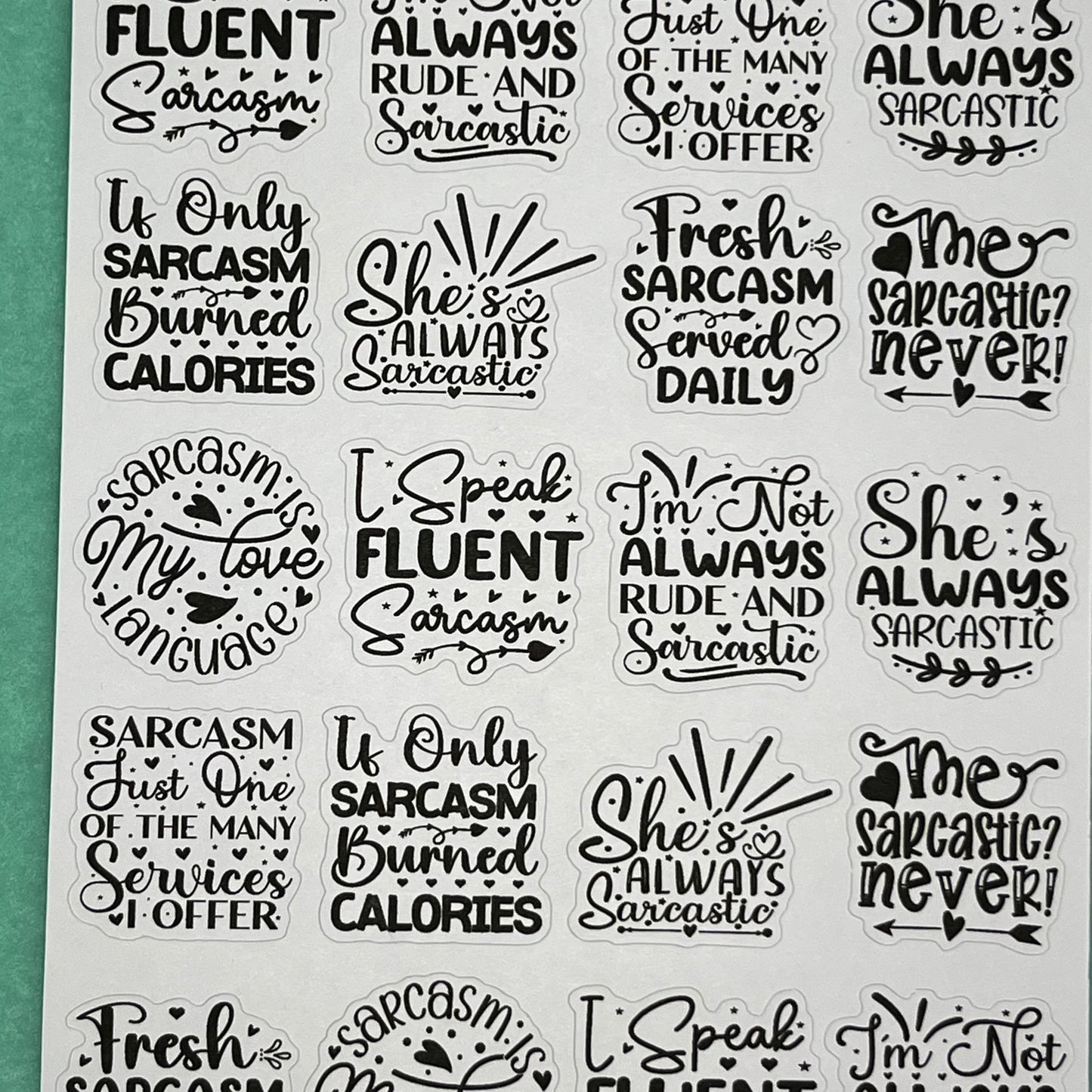 Sarcasm 1 Quotes sticker Sheet