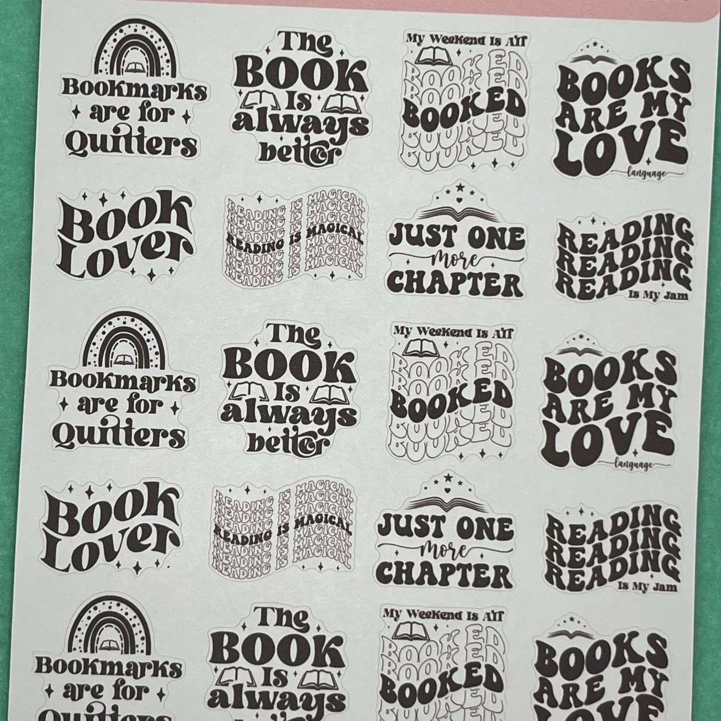 Book Lover Quotes sticker Sheet