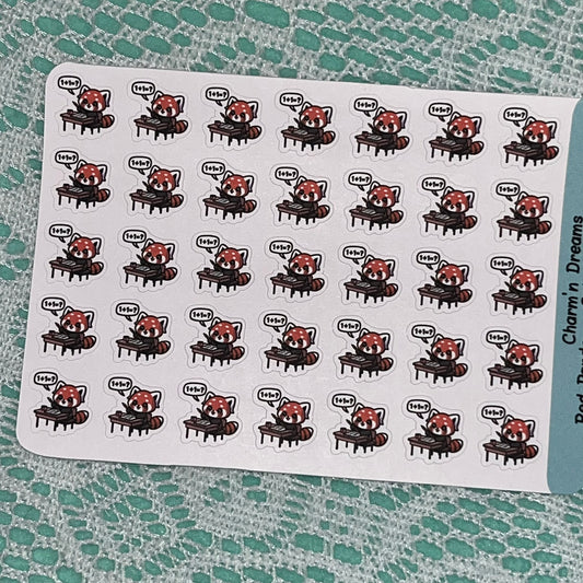 Red Panda Calculate/ Homework Day Icon Planner Stickers