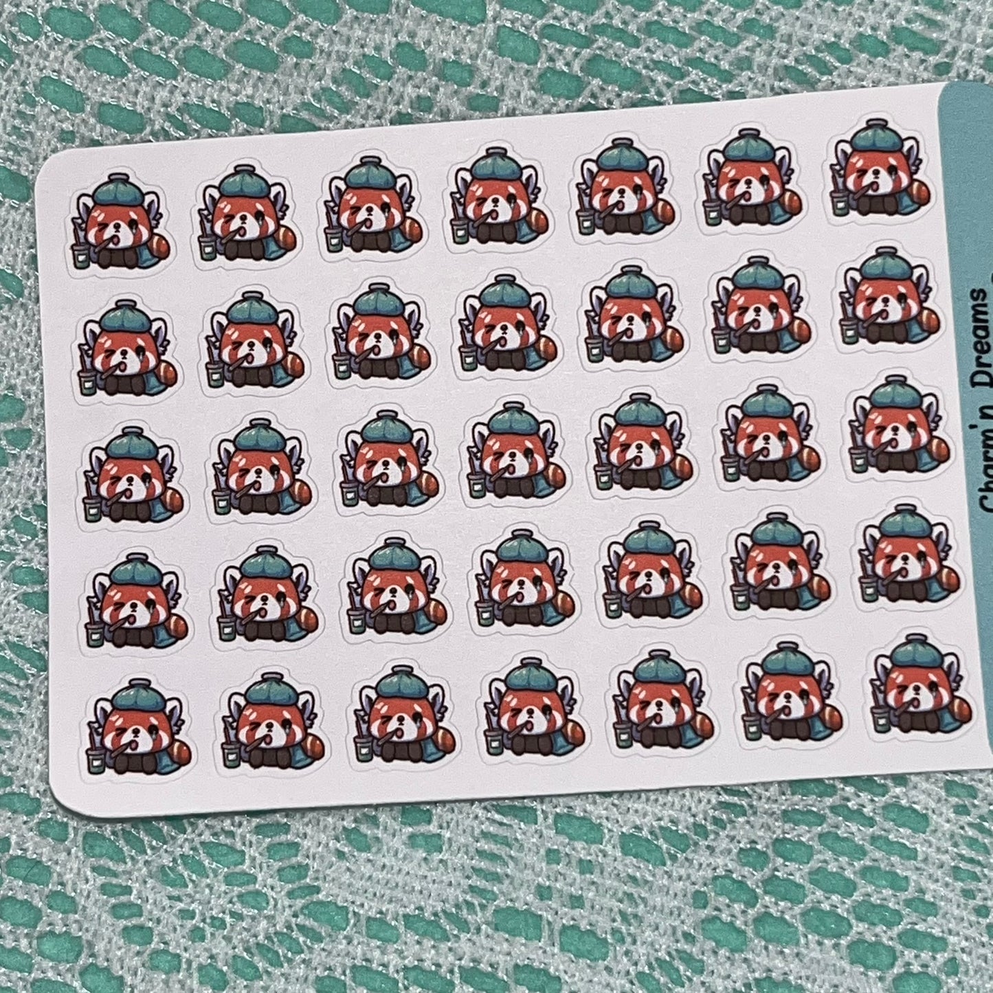 Red Panda Sick Day Icon Planner Stickers