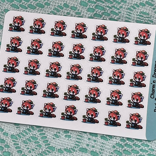 Red Panda Water Plants Icon Planner Stickers