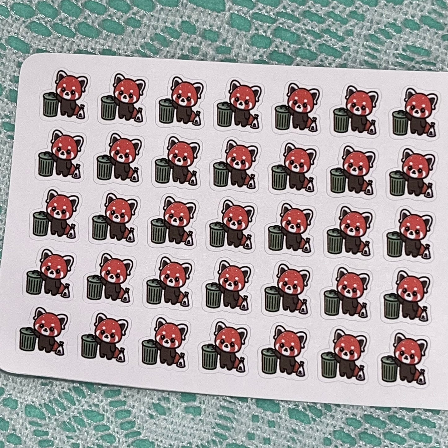 Red Panda Trash Day Icon Planner Stickers