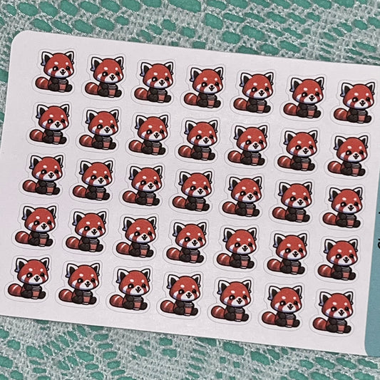 Red Panda Coffee Icon Planner Stickers