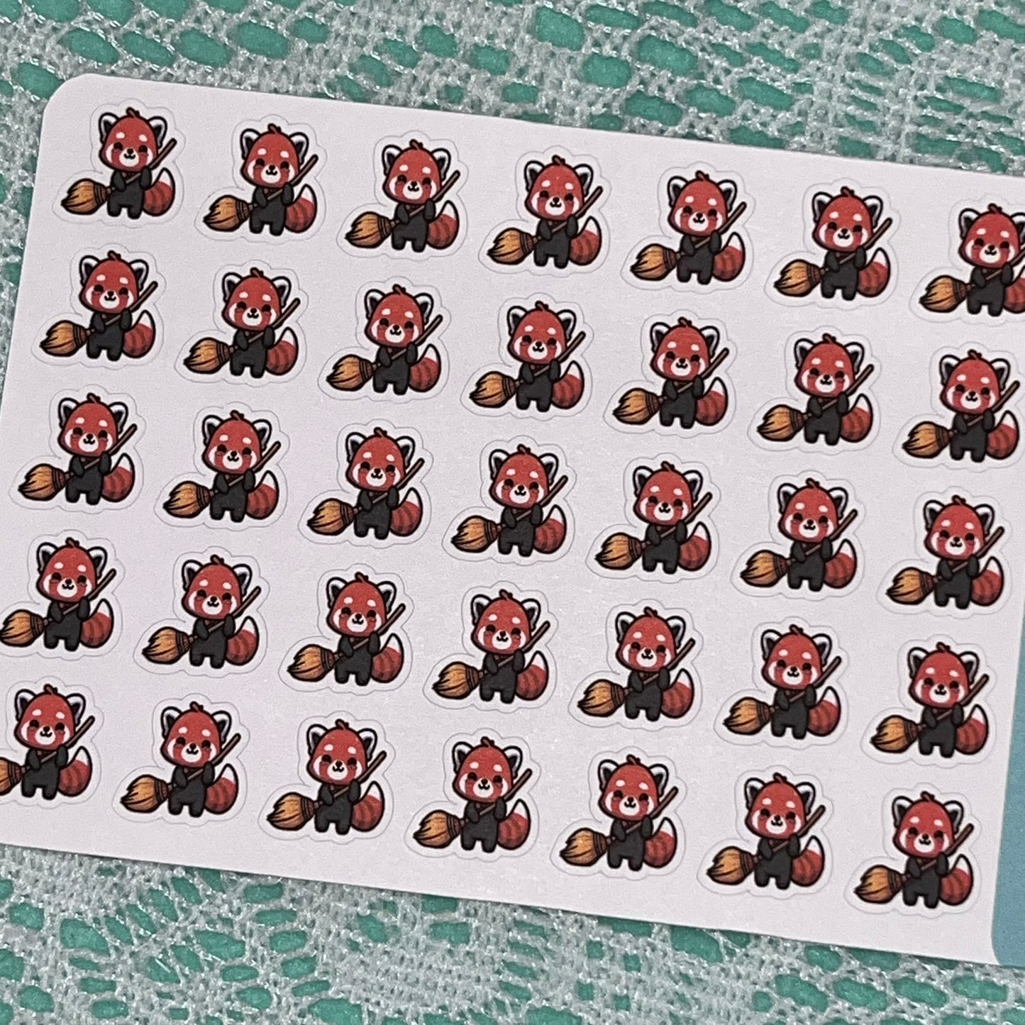 Red Panda Sweep Icon Planner Stickers