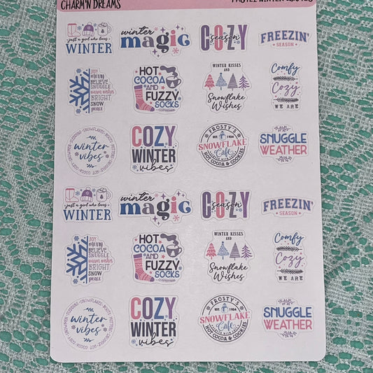 Pastel Winter Quotes sticker Sheet