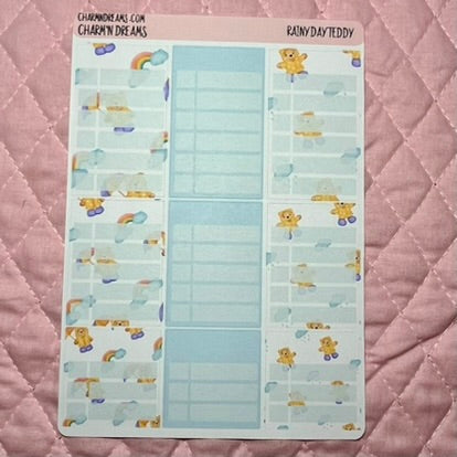 Rainy Day Teddy Planner Sticker Kit